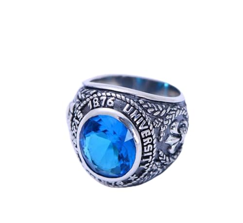 Focisa Ring Ringe Bijouterie Echt 925 Sterling Silber Vintage Ringe Jubiläum Intarsien Blau Kristall Silber Schnitzen Anker Und Adlerflügel Herrenring 9 von Focisa