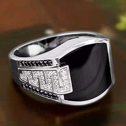 Focisa Ring Ringe Bijouterie Luxus Modern Style Schwarz Kristall Herren Ring Vintage Unregelmäßige Herren Versprechen Ring Intarsien AAA Zirkon Luxusmarke Fingerringe 12 Silber von Focisa