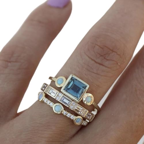 Focisa Ring Ringe Rings Bijouterie Herren Damen 3 Stück/Set Von Zarten Und Eleganten Verlobungsringen Damen Ring Ringe 11 Blau von Focisa