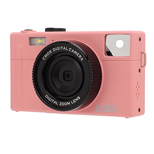 Digitalkamera, Full HD 1080P 24MP Vlogging-Kamera mit 16-fachem Digitalzoom, 3-Zoll-LCD-Bildschirm, Wiederaufladbarer Akku, Anti-Shake-Kompaktkamera für Erwachsene, (Rosa) von Focket