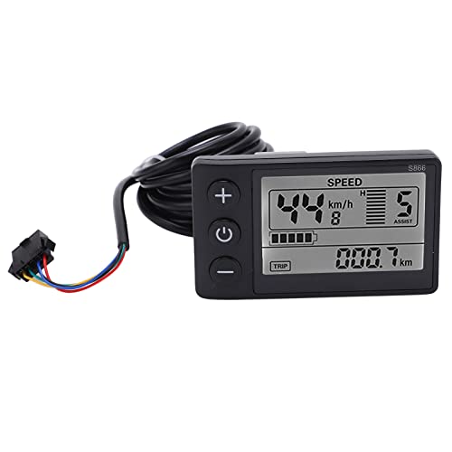 Elektrisches Fahrrad-LCD-Display-Messgerät, 24 V 36 V 48 V Ebike LCD-Display-Bedienfeld mit SM-Stecker, wasserdichtes elektrisches Fahrrad-Display-Messgerät für die Modifikation von Elektrofahrrädern von Fockety