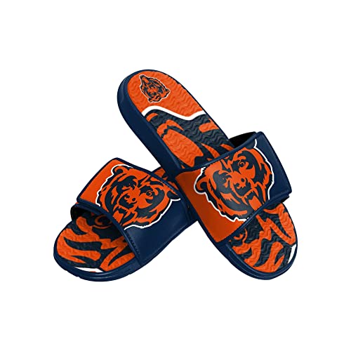 Foco Chicago Bears NFL Colorblock Big Logo Gel Slide Blue Orange Badelatschen Hausschuhe - L von Foco