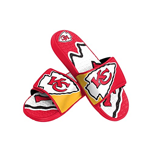 Foco Kansas City Chiefs NFL Colorblock Big Logo Gel Slide Red Yellow Badelatschen Hausschuhe - L von Foco