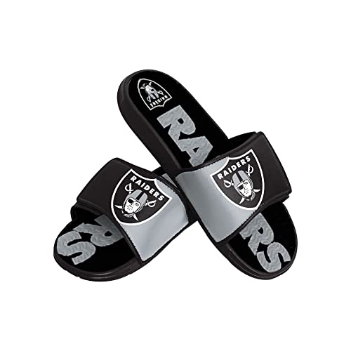 Foco Las Vegas Raiders NFL Colorblock Big Logo Gel Slide Black White Badelatschen Hausschuhe - S von Foco
