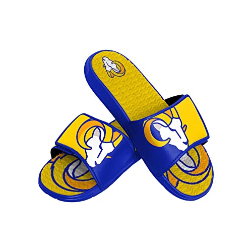 Foco Los Angeles Rams NFL Colorblock Big Logo Gel Slide Blue Yellow Badelatschen Hausschuhe - M von Foco