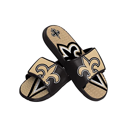 Foco New Orleans Saints NFL Colorblock Big Logo Gel Slide Black Badelatschen Hausschuhe - S von Foco