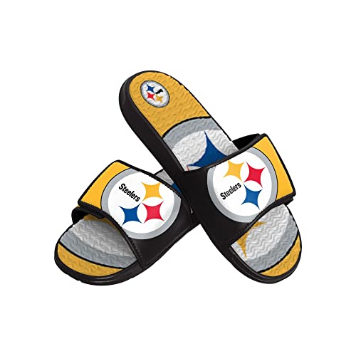 Foco Pittsburgh Steelers NFL Colorblock Big Logo Gel Slide Black Yellow Badelatschen Hausschuhe - L von Foco