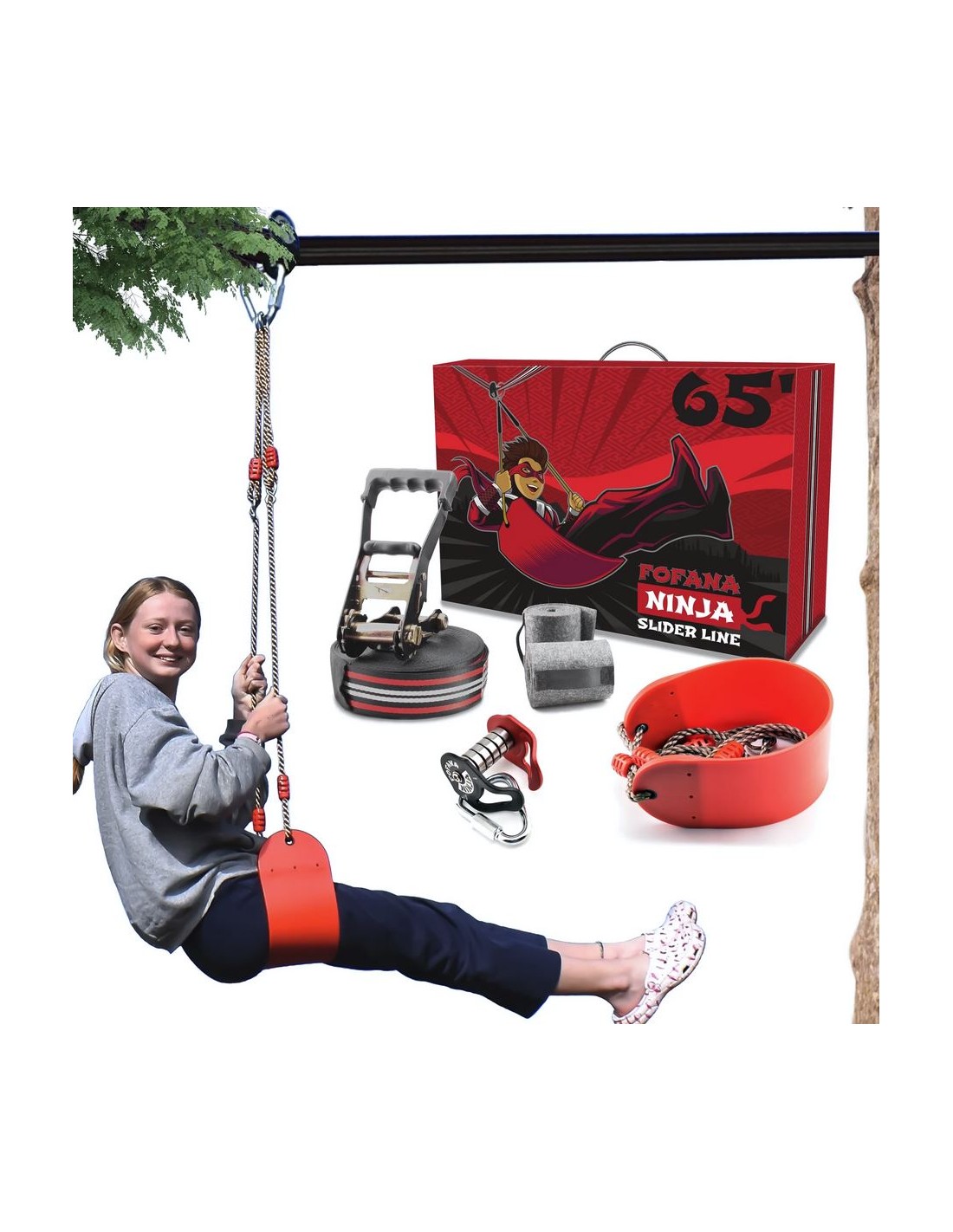 Fofana Ninja Slider Zipline Pulley Kit, 20 Meter von Fofana Ninja