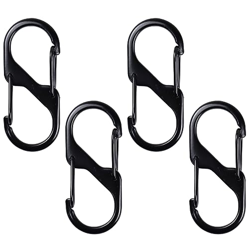 4 x Karabinerhaken, 5 cm Verschlusskarabinerschnalle, S-förmiger Schlüsselanhänger-Clip, Doppel-Clip-Haken für Camping, Reisen, Wandern von Fofuyim