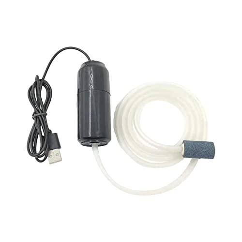 Folpus Aquarium-Luftpumpe, kleine energiesparende USB-Belüfterpumpe mit Ausströmerstein für Teichaquarien-Haushaltszubehör, Schwarz von Folpus