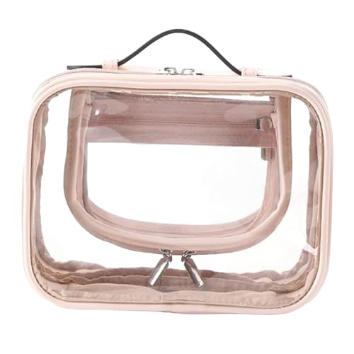 Folpus Durchsichtige Make-up-Tasche, transparente Aufbewahrungstasche für Geschenke, Koffer, Reise-Toilettenartikel, ROSA von Folpus