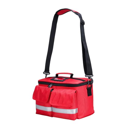 Folpus Erste-Hilfe-Tasche, Leere Erste-Hilfe-Tasche, tragbarer mit Reißverschluss, First-Responder-Tasche für das Fitnessstudio im Freien, Rot von Folpus