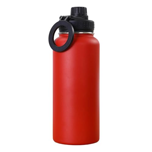 Folpus Isolierte Wasserflasche, Trinkflasche, auslaufsicherer tragbarer Wasserkocher aus Edelstahl, Sportflasche für unterwegs, Büroausflug, rot 1200ml von Folpus