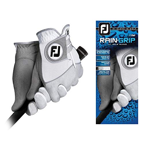 FootJoy Herren RainGrip Paar Golf-Handschuhe, weiß/grau, Medium von FootJoy