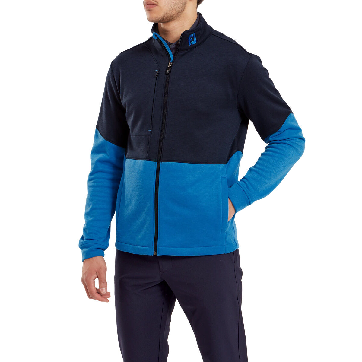 FootJoy Men's Colour Block Chill-Out Full Zip Golf Midlayer, Mens, Navy blue, Small | American Golf von FootJoy