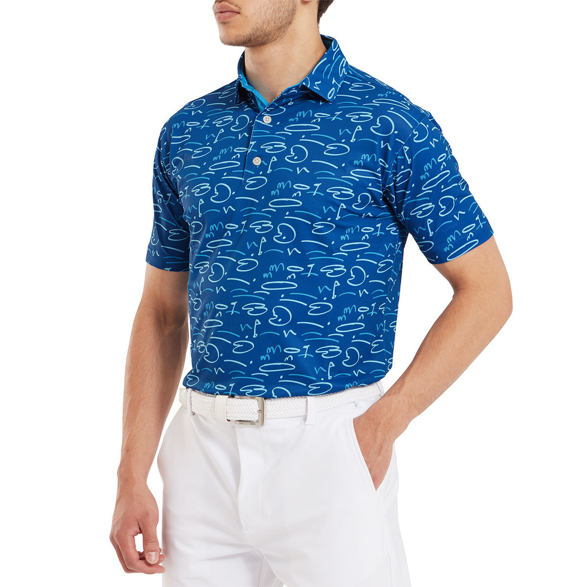 FootJoy Men's Golf Course Doodle Pique Golf Polo Shirt, Mens, Deep blue, Medium | American Golf von FootJoy