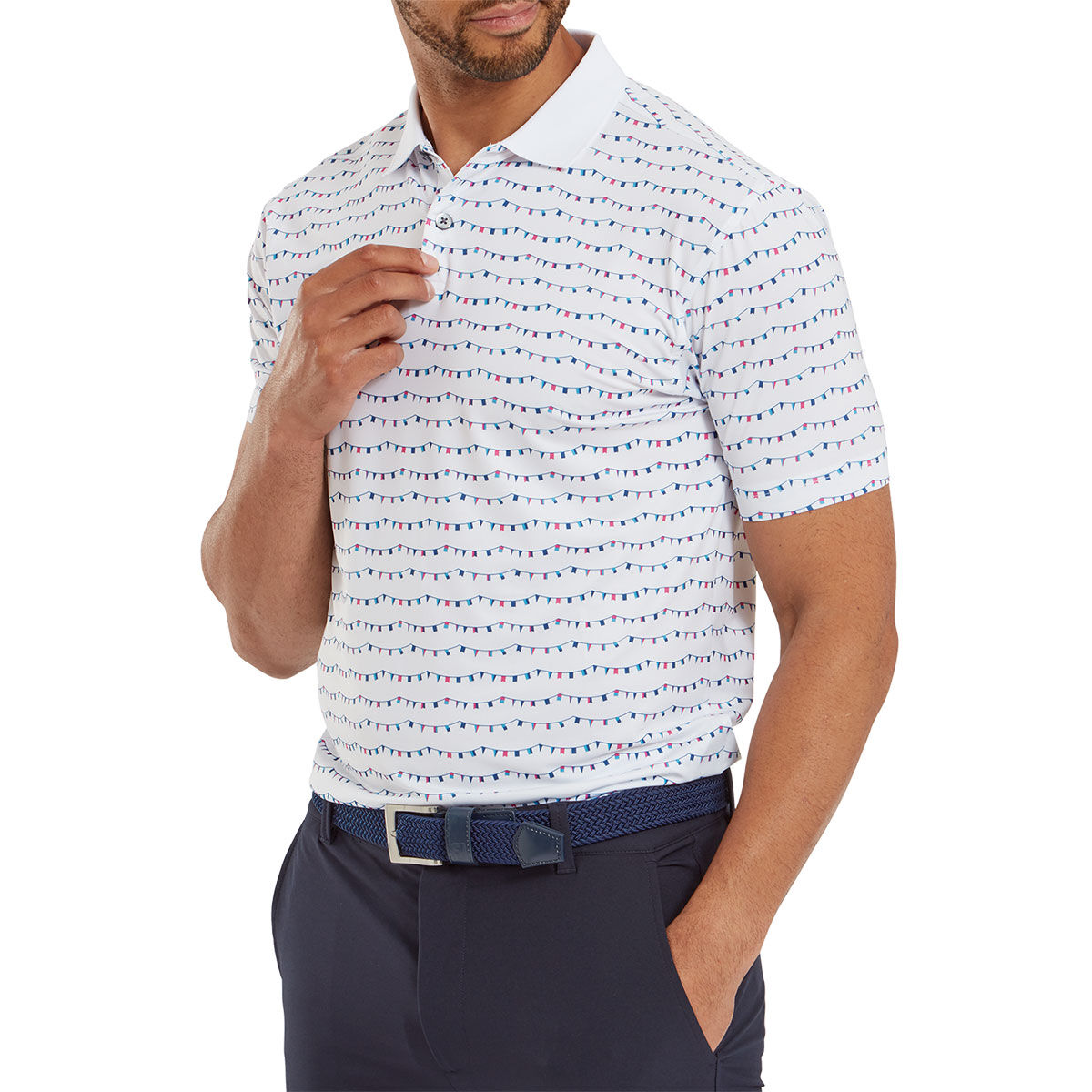 FootJoy Men's Golf Course Doodle Pique Golf Polo Shirt, Mens, White, Large | American Golf von FootJoy