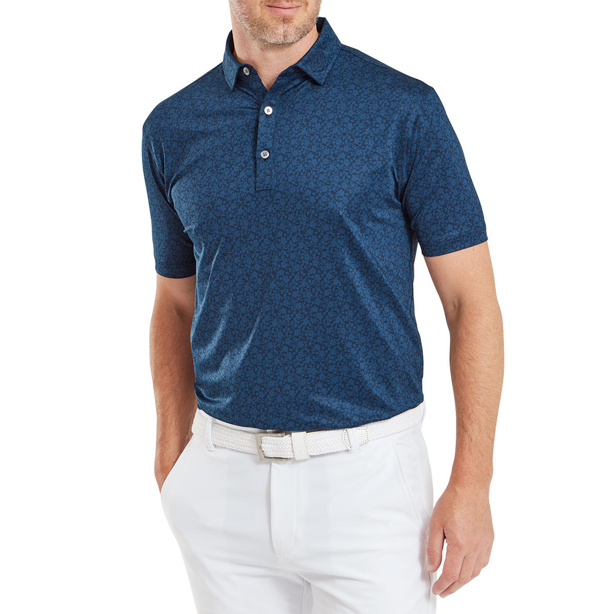 FootJoy Men's Painted Floral Golf Polo Shirt, Mens, Navy blue, Large | American Golf von FootJoy