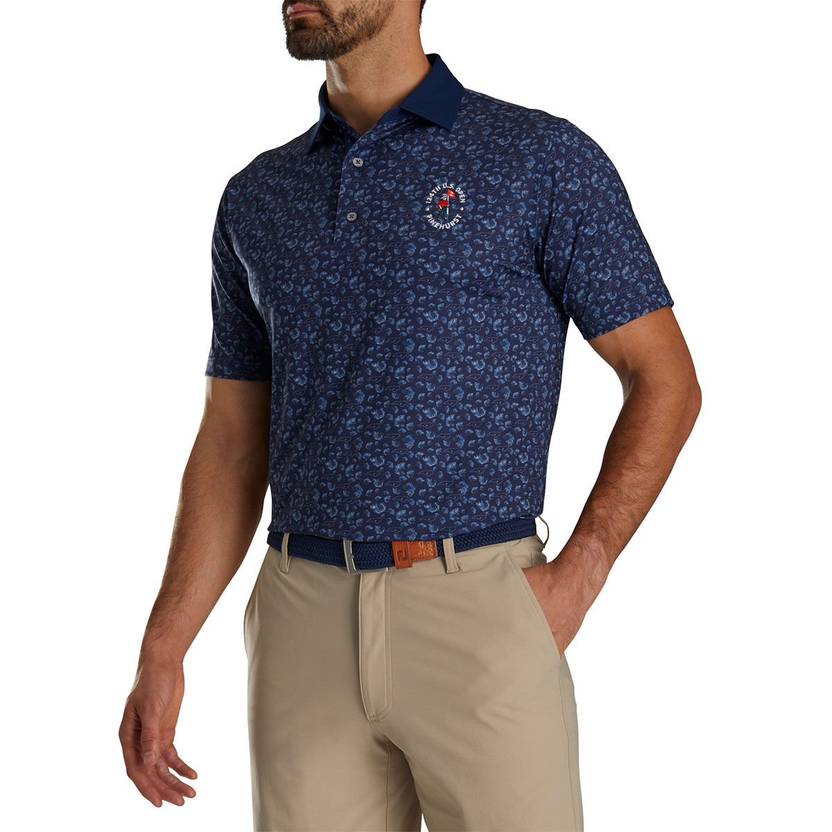 FootJoy Men's Pinecone US Open Golf Polo Shirt, Mens, Navy, Large | American Golf von FootJoy