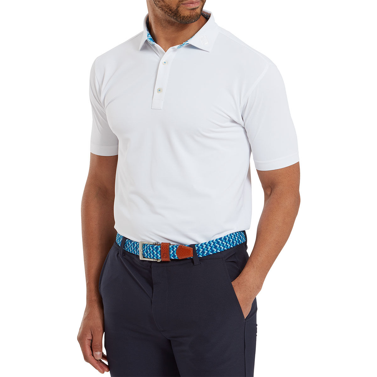FootJoy Men's Primrose Trim Pique Golf Polo Shirt, Mens, White, Large | American Golf von FootJoy