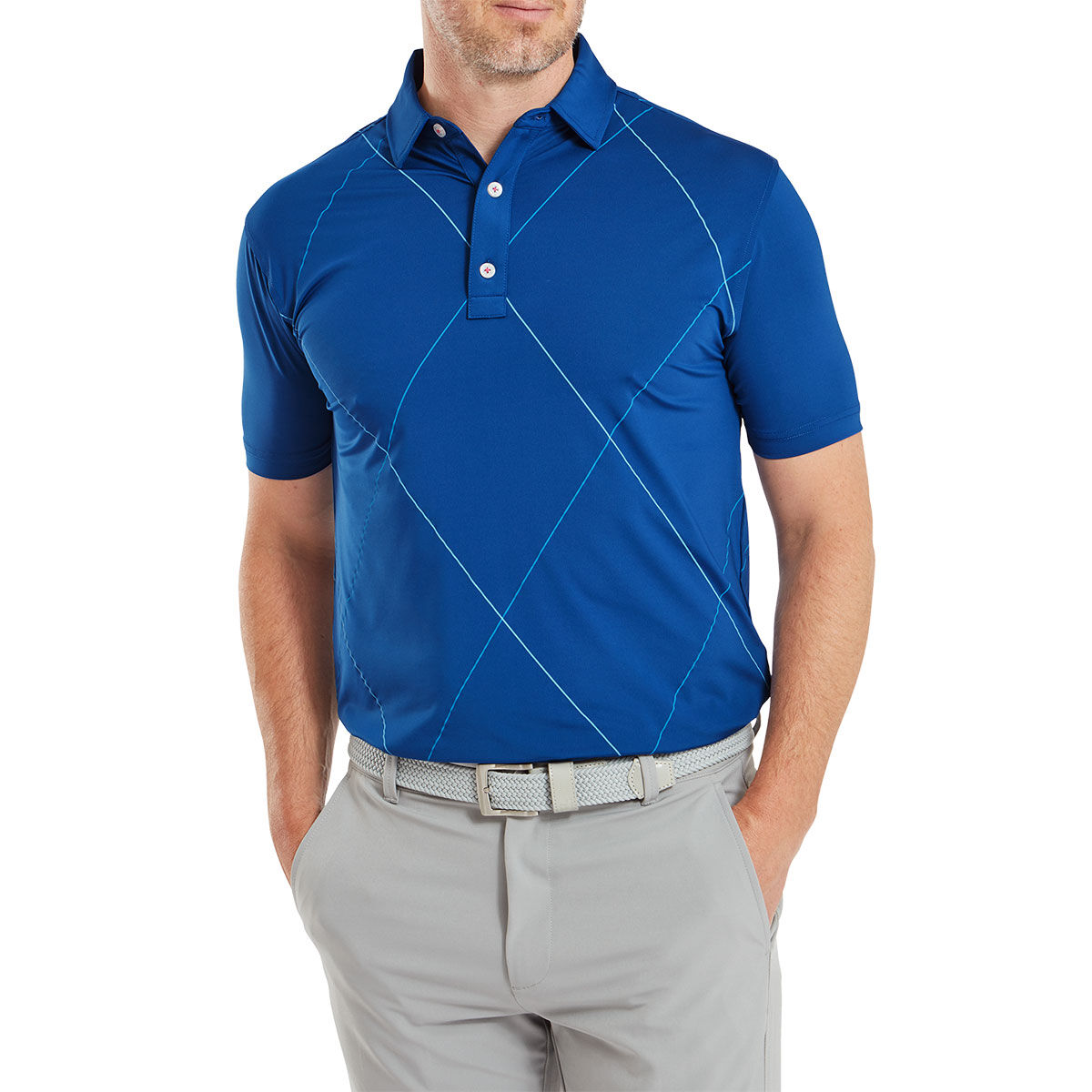 FootJoy Men's Raker Print Lisle Golf Polo Shirt, Mens, Deep blue, Large | American Golf von FootJoy