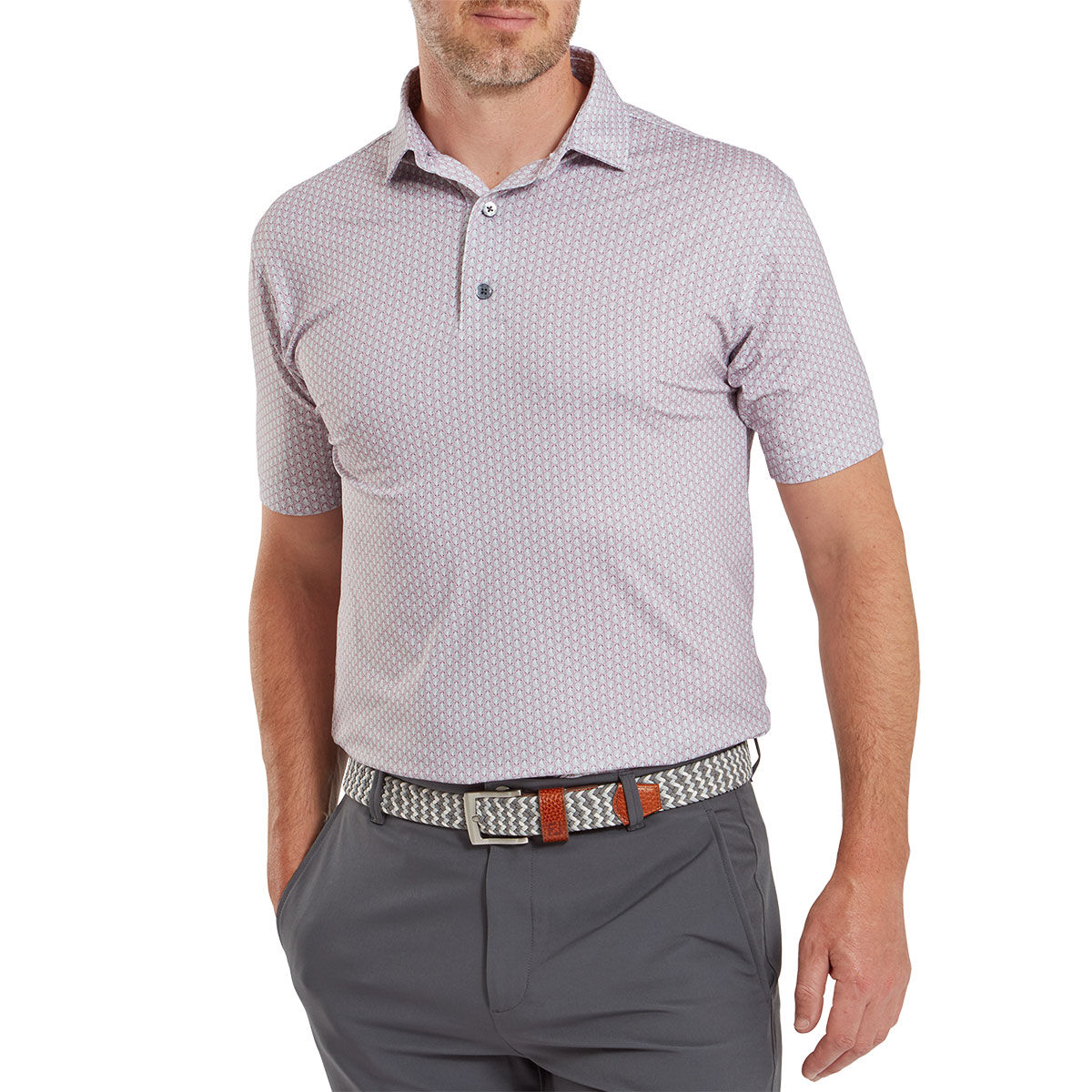 FootJoy Men's Scallop Shell Foulard Lisle Golf Polo Shirt, Mens, Pink/white, Xxl | American Golf von FootJoy