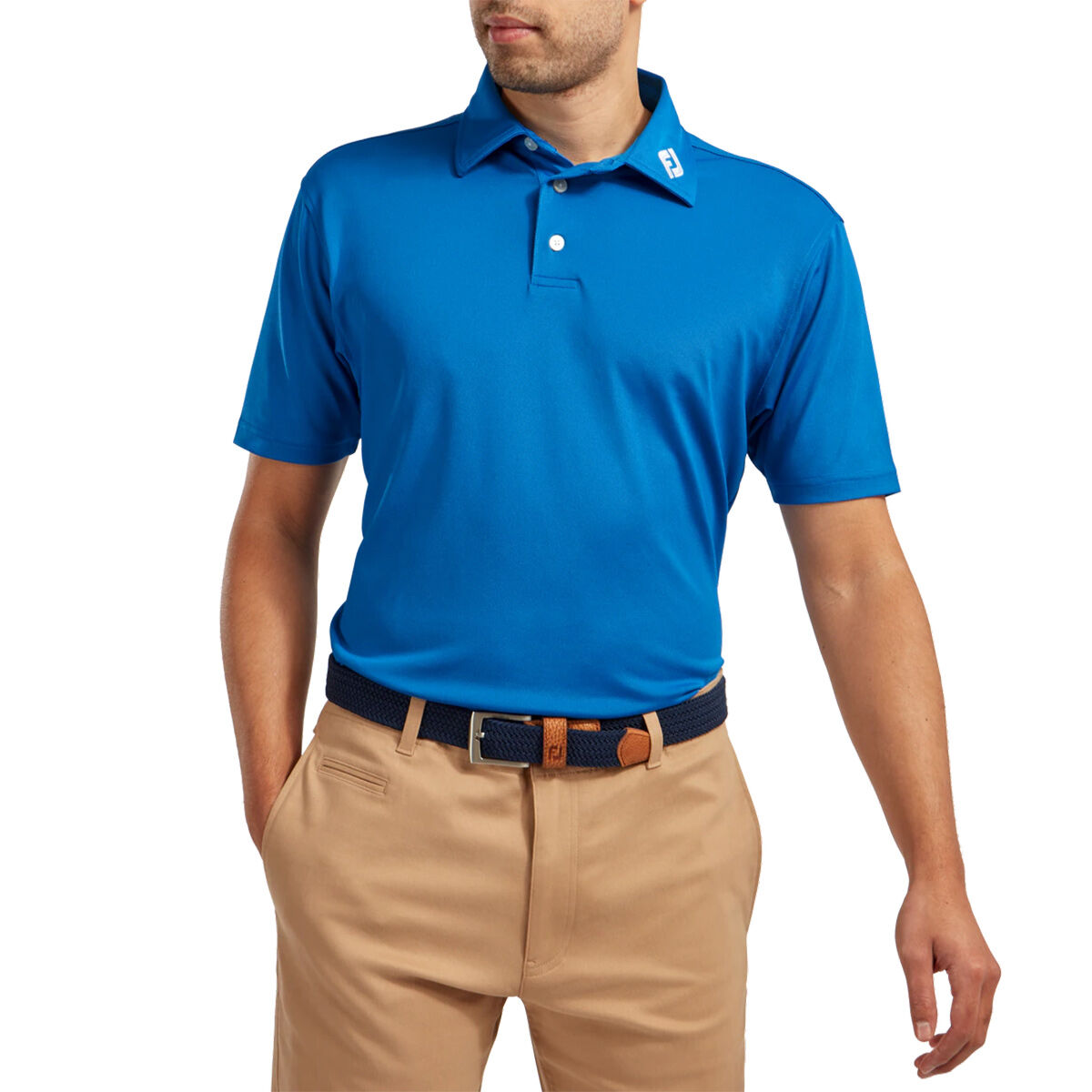 FootJoy Men's Stretch Pique Solid Colour Golf Polo Shirt, Mens, Blue, Medium | American Golf von FootJoy