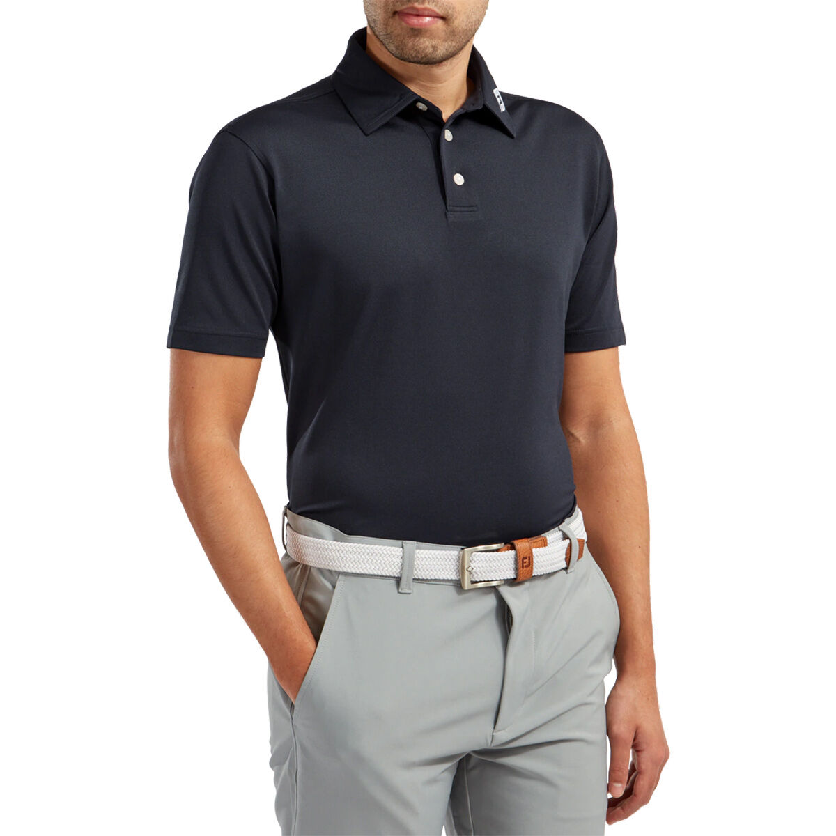 FootJoy Men's Stretch Pique Solid Colour Golf Polo Shirt, Mens, Navy, Large | American Golf von FootJoy