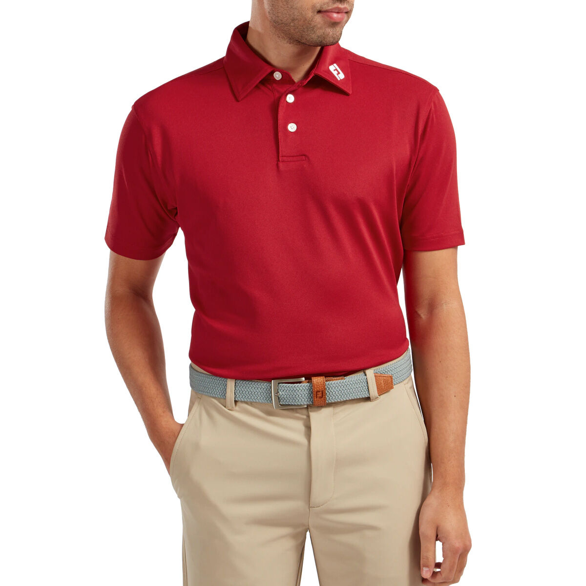 FootJoy Men's Stretch Pique Solid Colour Golf Polo Shirt, Mens, Red, Small | American Golf von FootJoy