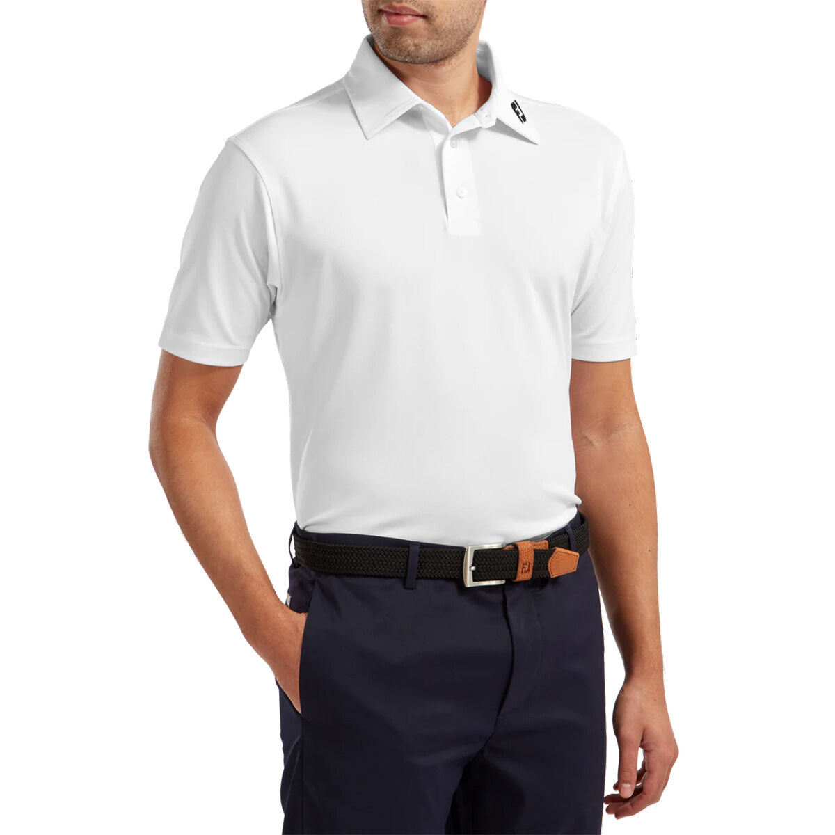 FootJoy Men's Stretch Pique Solid Colour Golf Polo Shirt, Mens, White, Small | American Golf von FootJoy