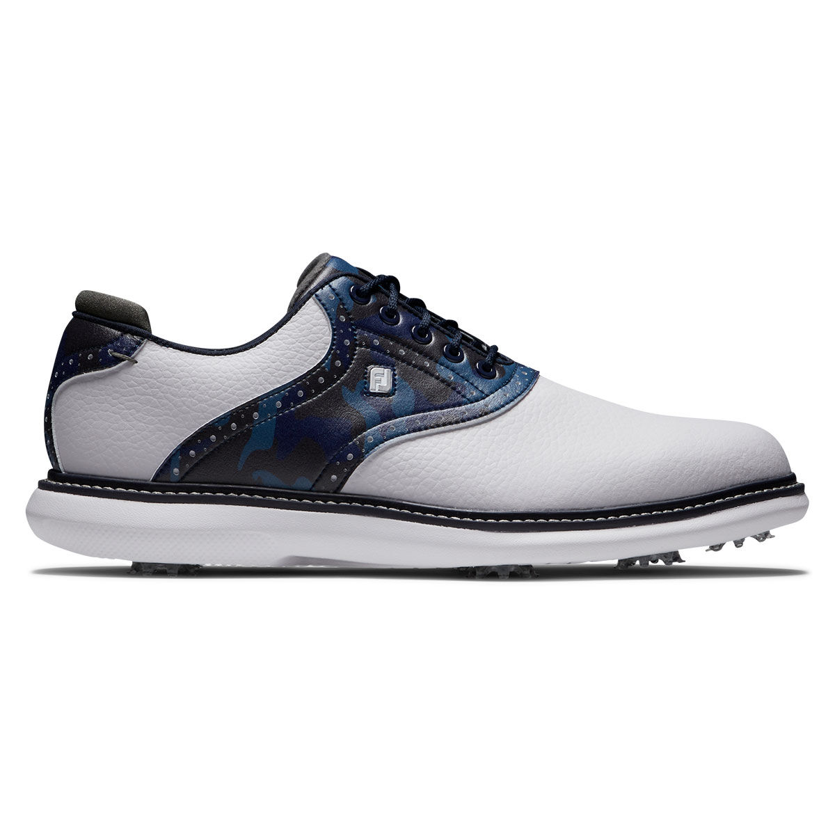 FootJoy Men's Traditions Waterproof Spiked Golf Shoes, Mens, White/navy multi, 10, Regular | American Golf von FootJoy