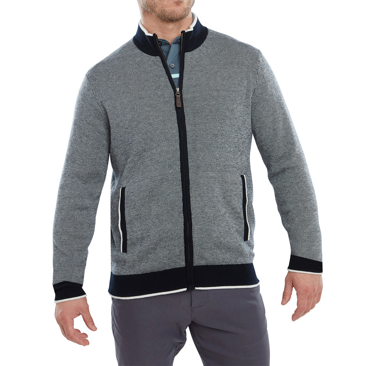 FootJoy Men's Wool Blend Full Zip Lined Golf Midlayer, Mens, Navy, Small | American Golf von FootJoy