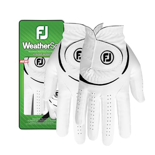 FootJoy WeatherSof Golfhandschuh für Damen, weiß, Größe M, beidseitig getragen von FootJoy