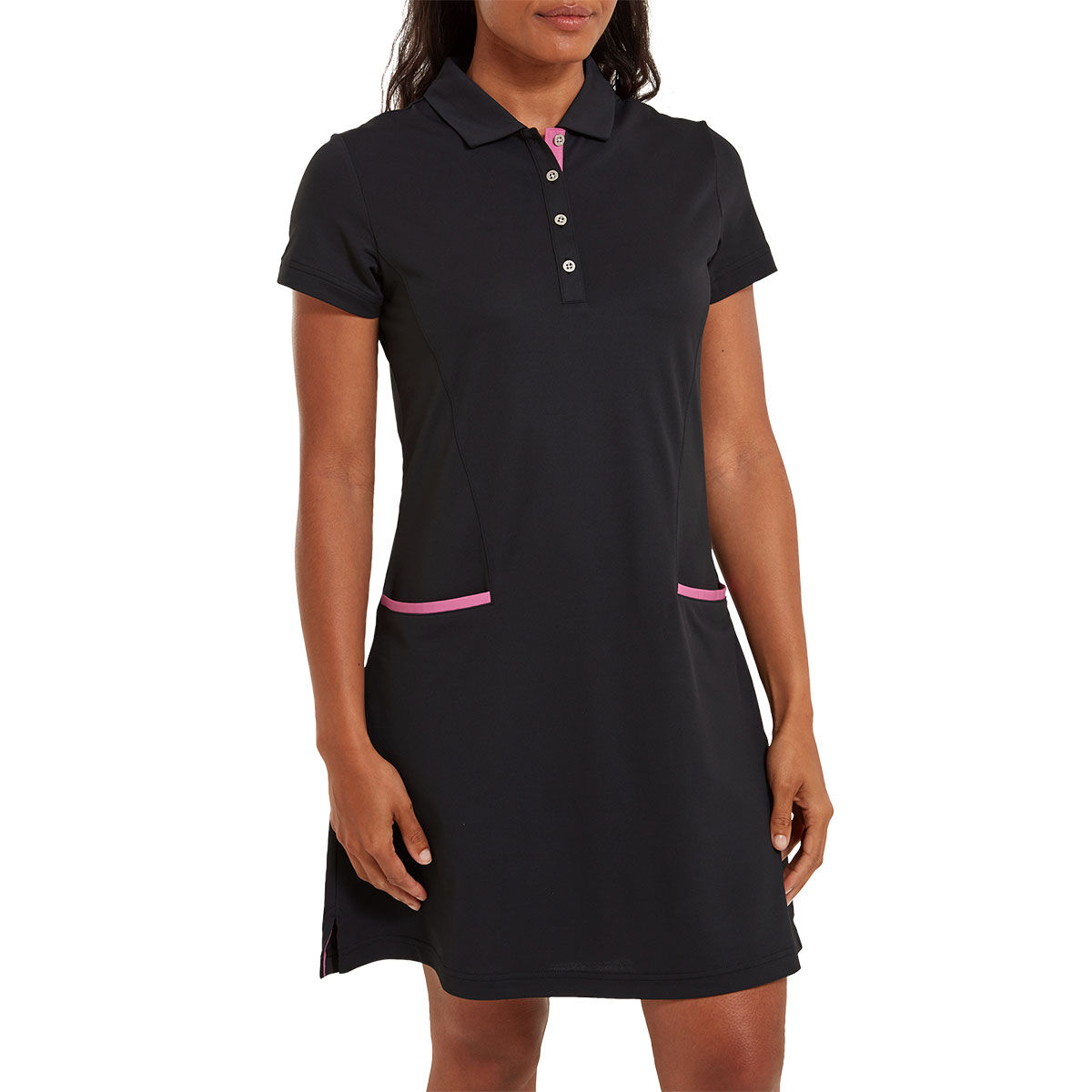 FootJoy Womens Golf Dress, Female, Black/hot pink, Medium | American Golf von FootJoy