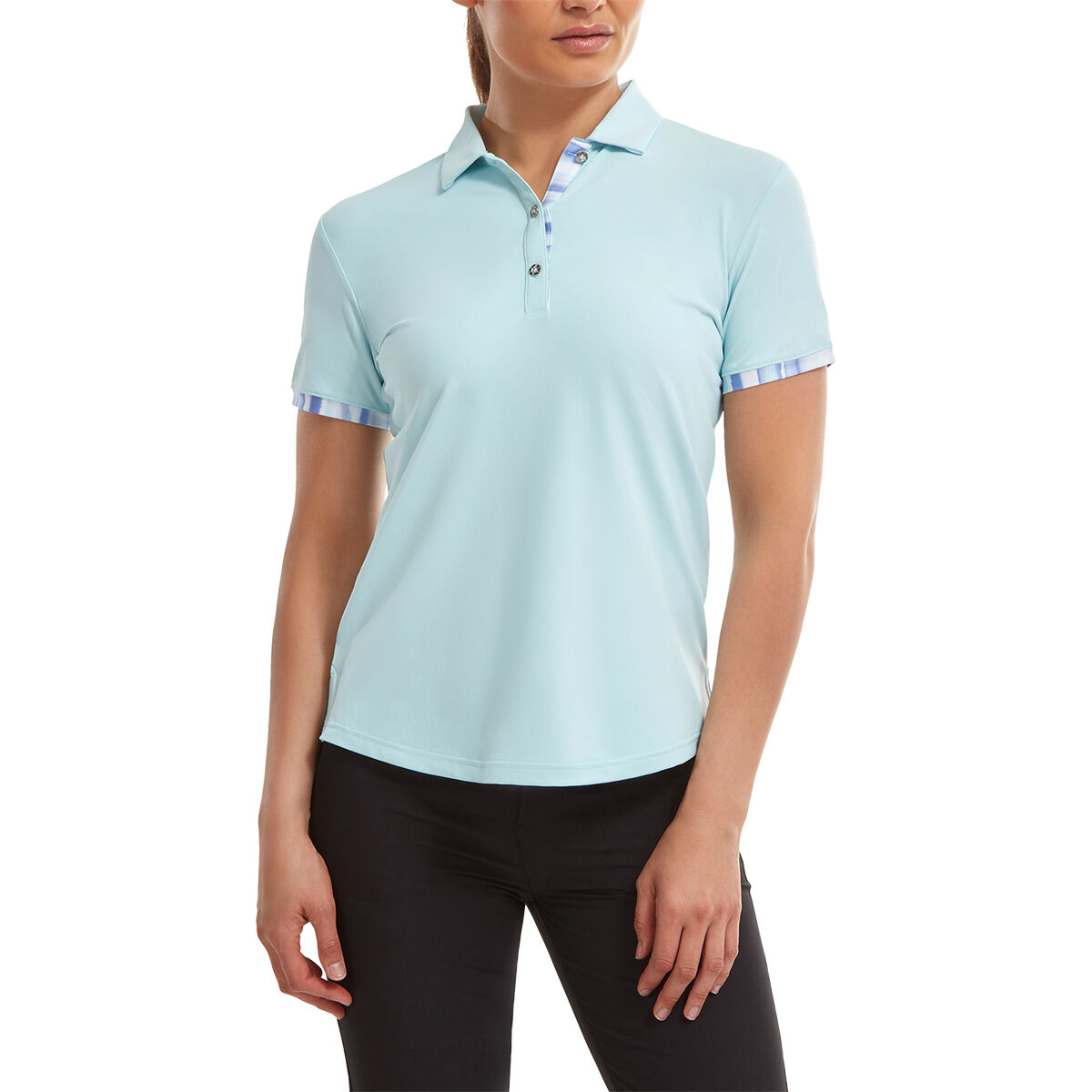 FootJoy Womens Watercolour Trim Pique Golf Polo Shirt, Female, White, Small | American Golf von FootJoy