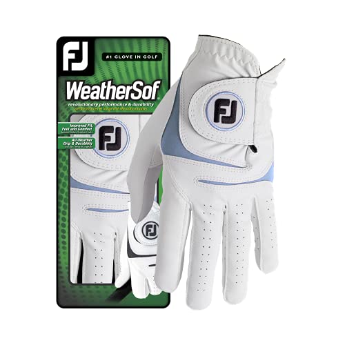 FootJoy WeatherSof Herren Golfhandschuh, Weiß/Blau, XL von FootJoy
