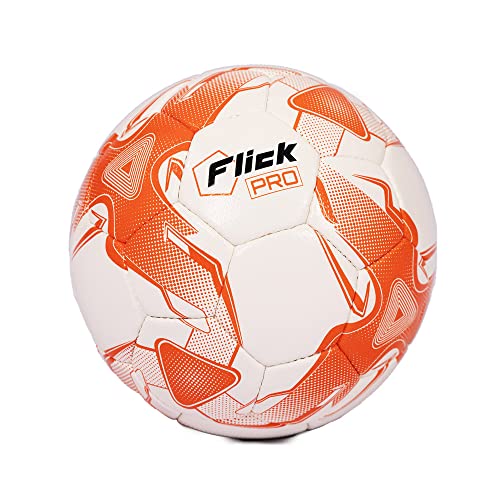 Football Flick Pro 90 Match Ball, Unisex-Jugend Fußball in Spielqualität, White and Orange, One Size - von Football Flick
