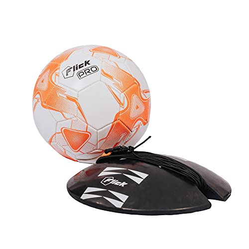 Football Flick Pro Return Ball, Unisex-Jugend Ball zurückgeben, White and Orange, One Size - von Football Flick