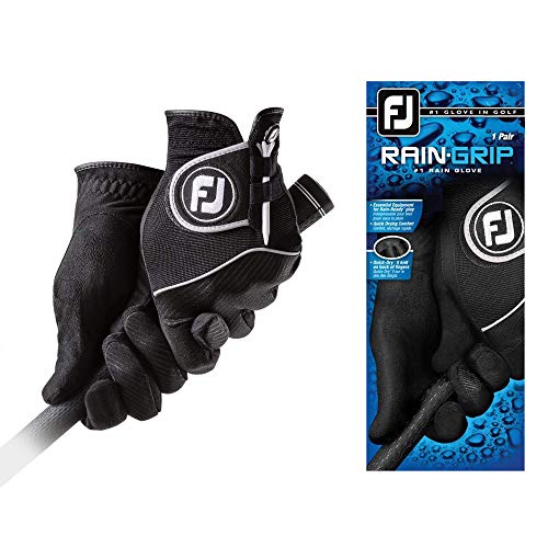 Footjoy RainGrip Herren-Golfhandschuhe, Schwarz, Größe L, Paar von FootJoy