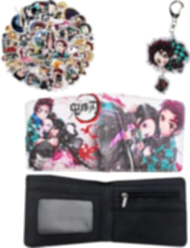Forhome Slayer Merch Geschenkset, Slayer Geldbörse, Schlüsselanhänger, Aufkleber für japanische Anime Fans von Forhome