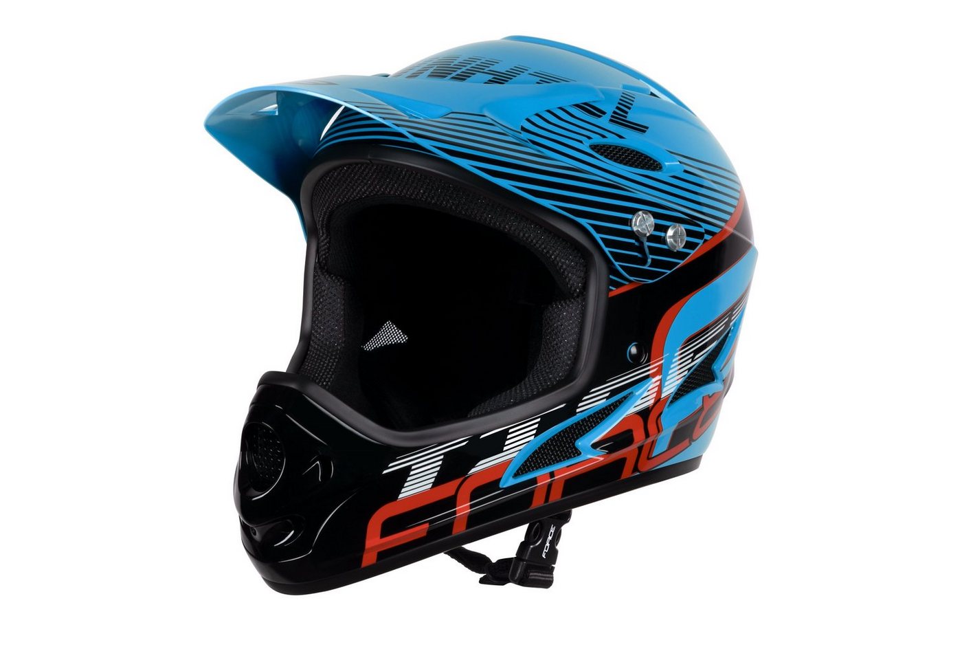 FORCE Fahrradhelm FORCE TIGER Downhill Helm blue-blk-red S-M von Force