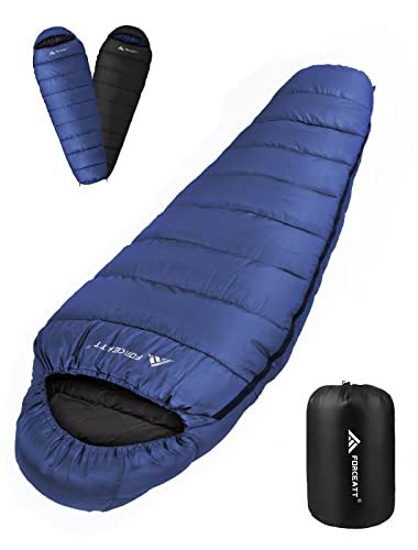 Forceatt Schlafsack Winter, -7 ℃ Bis 20 ℃ (1,8kg~2,4kg/210 X 80 CM) Mumienschlafsack Leichtes 4 Jahreszeiten, Wasserabweisend Schlafsack Kleines Packmaß Für Rucksackreisen,Camping, Wandern und Reisen. von Forceatt