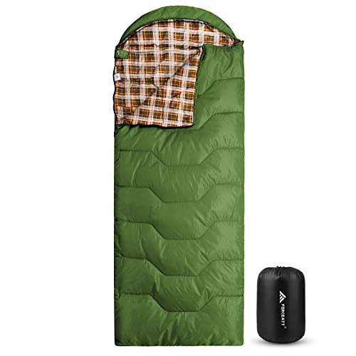 Forceatt Schlafsack mit Umschlag, warm, leicht und kompakt, 3-4 Jahreszeiten, rechteckig, für Erwachsene-Jugendliche, 10 ℃ ~ 25 ℃ für Camping, Wandern, Sommerlager, 215 cm x 80 cm. von Forceatt