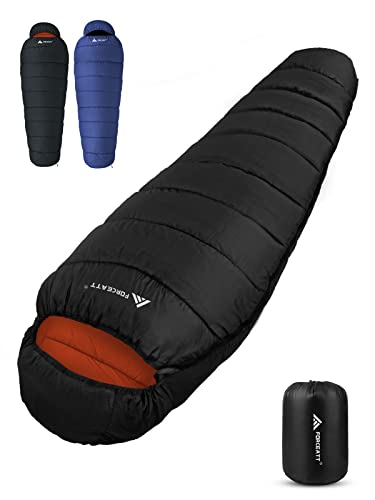 Forceatt Schlafsack Winter, -7 ℃ Bis 20 ℃ (1,8kg~2,4kg/210 X 80 CM) Mumienschlafsack Leichtes 4 Jahreszeiten, Wasserabweisend Schlafsack Kleines Packmaß Für Rucksackreisen,Camping, Wandern und Reisen. von Forceatt