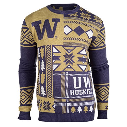 Forever Collectibles NCAA Patches Ugly Pullover – Plektrum Team, Unisex, Washington Huskies von Forever Collectibles