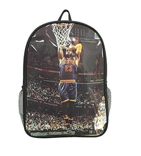 Forever Fanatics James #23 Basketball Bild-Rucksack Trikot-Stil Premium Geschenk Einzigartige Schultasche, schwarz, Basketball Backpack von Forever Fanatics
