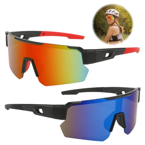 Foreverup Polarisiert Fahrradbrille, 2 Stück Schnelle Brille Rave, Sportbrille für Herren Damen, Radsport Sonnenbrille, für Radfahren, Motorradfahren, Laufen, Skifahren, Bergsteigen von Foreverup