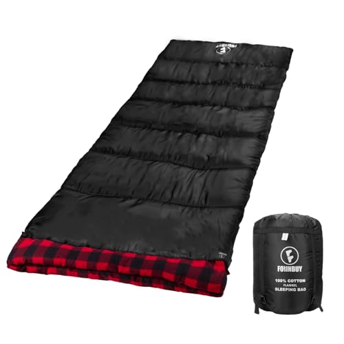 FORINBUY XL Schlafsack Outdoor Baumwoll Flanellfutter 3-4 Jahreszeit Camping für Erwachsene Schlafsack Wasserdichter und Warmer 2,2kg/3,0kg mit Kompressionsack von Forinbuy