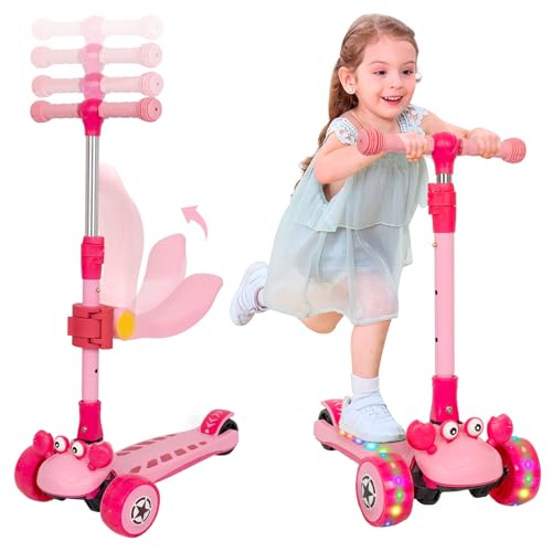 Kinder Roller Scooter mit Abnehmbarem Sitz, 3 Leichten Rädern, Verstellbarem Lenker, 2-in-1-Sitz- und Steh-Tretroller für Kleinkinder, Jungen und Mädchen ab 3 Jahren von Forroby