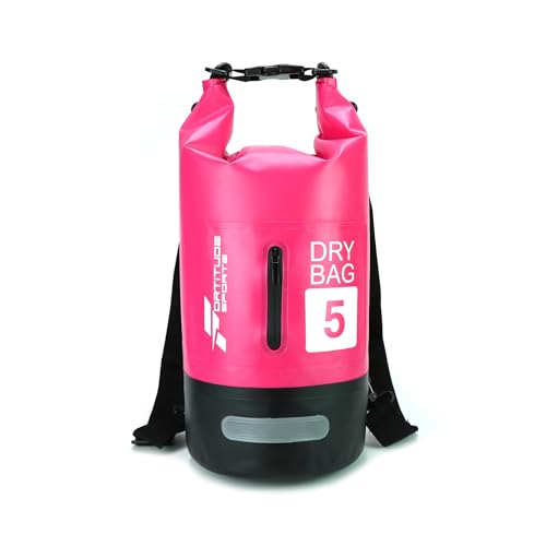 Fortitude Sports Wasserdichter Dry Bag 5L / 10L / 20L Wasserdichter Rucksack Stuff Sack Nassbeutel für Schwimmen, Paddleboarding, Reisen, Kajakfahren, Angeln, Strand, rose, 5 l, Wasserdichter von Fortitude Sports